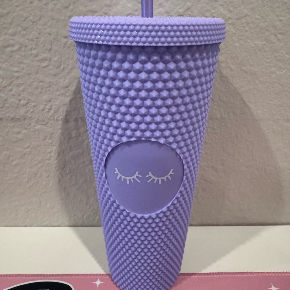 Purple Textured Tumbler with Straw